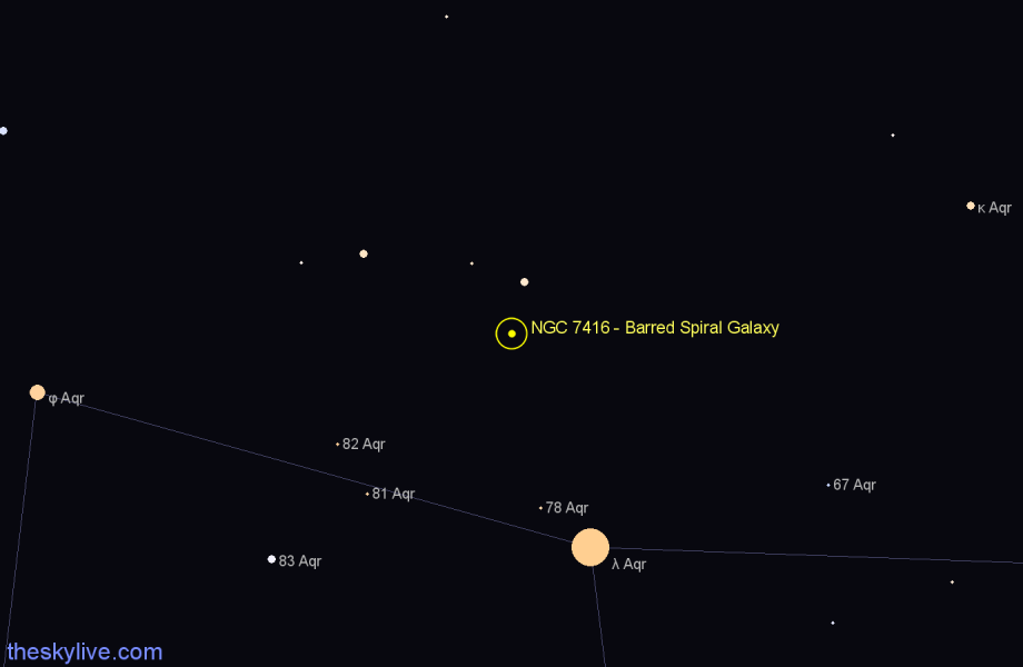 Finder chart NGC 7416 - Barred Spiral Galaxy in Aquarius star