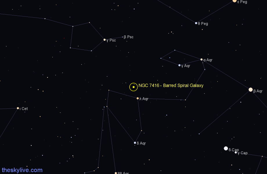 Finder chart NGC 7416 - Barred Spiral Galaxy in Aquarius star