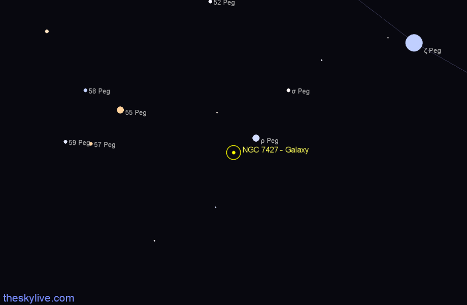 Finder chart NGC 7427 - Galaxy in Pegasus star