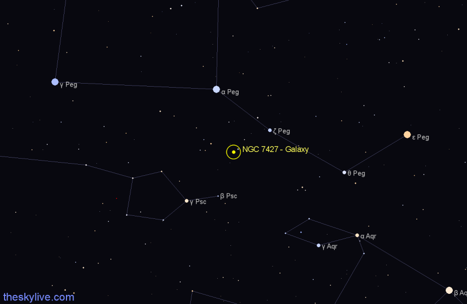 Finder chart NGC 7427 - Galaxy in Pegasus star