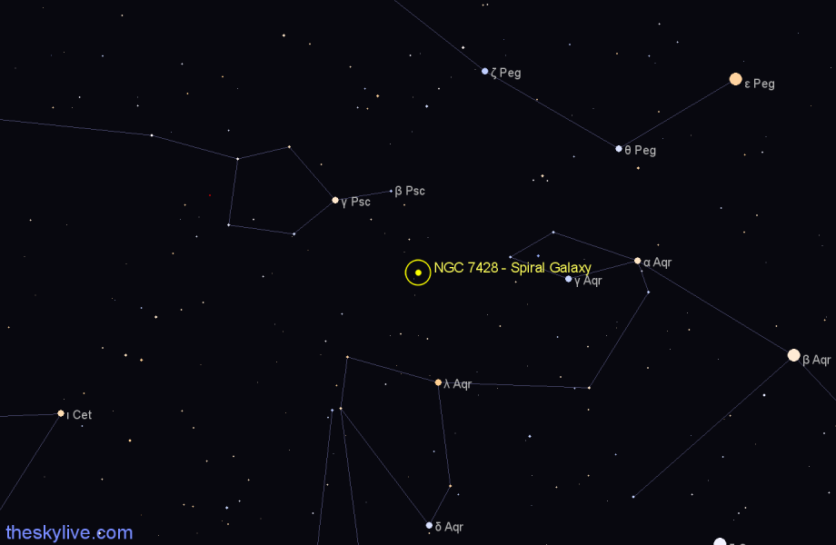 Finder chart NGC 7428 - Spiral Galaxy in Pisces star