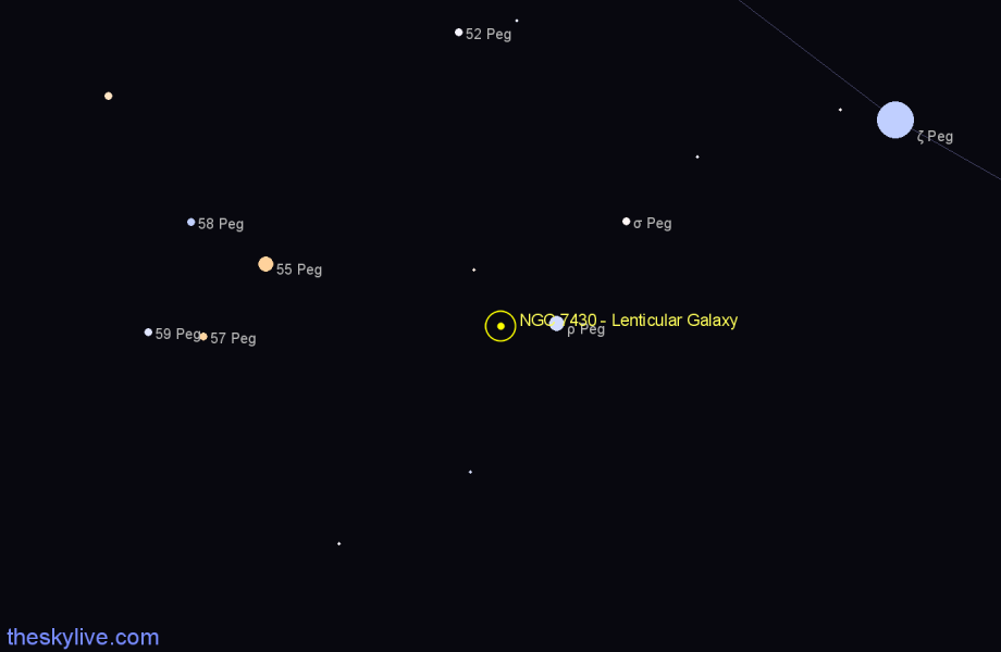 Finder chart NGC 7430 - Lenticular Galaxy in Pegasus star