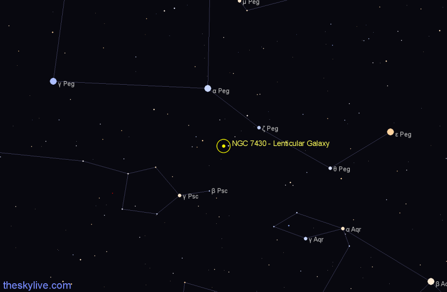 Finder chart NGC 7430 - Lenticular Galaxy in Pegasus star