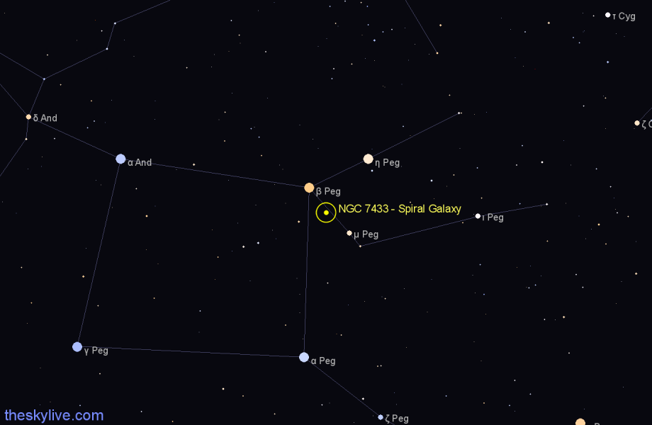 Finder chart NGC 7433 - Spiral Galaxy in Pegasus star