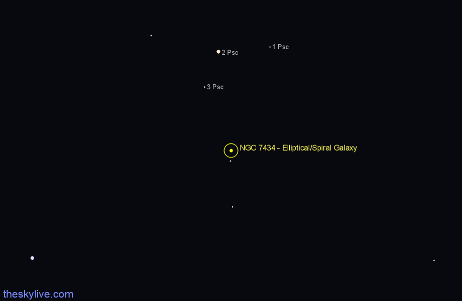Finder chart NGC 7434 - Elliptical/Spiral Galaxy in Pisces star
