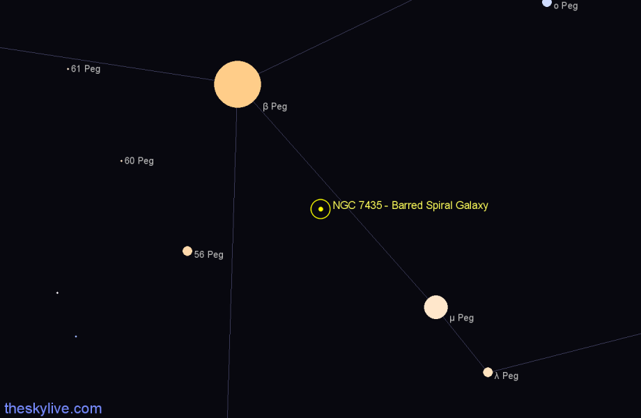 Finder chart NGC 7435 - Barred Spiral Galaxy in Pegasus star