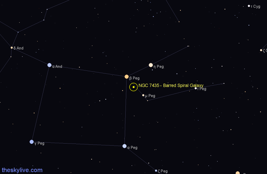 Finder chart NGC 7435 - Barred Spiral Galaxy in Pegasus star