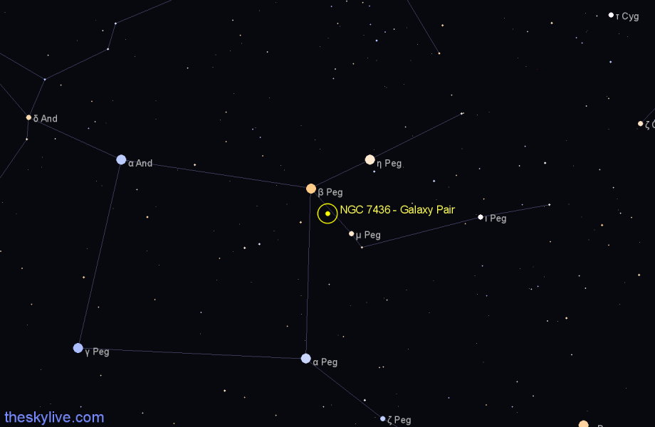Finder chart NGC 7436 - Galaxy Pair in Pegasus star