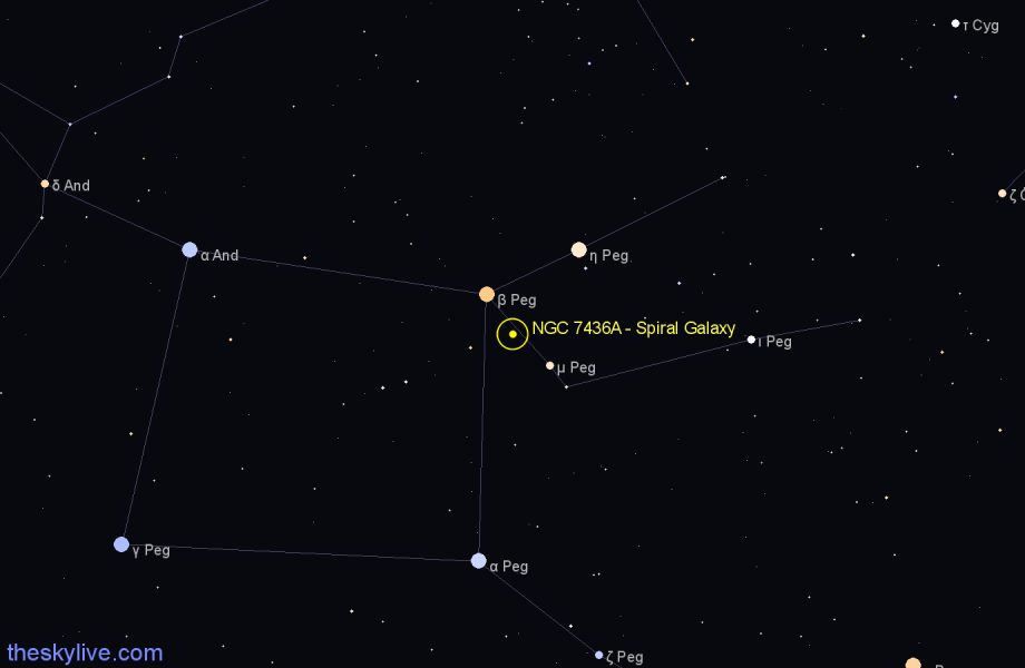 Finder chart NGC 7436A - Spiral Galaxy in Pegasus star