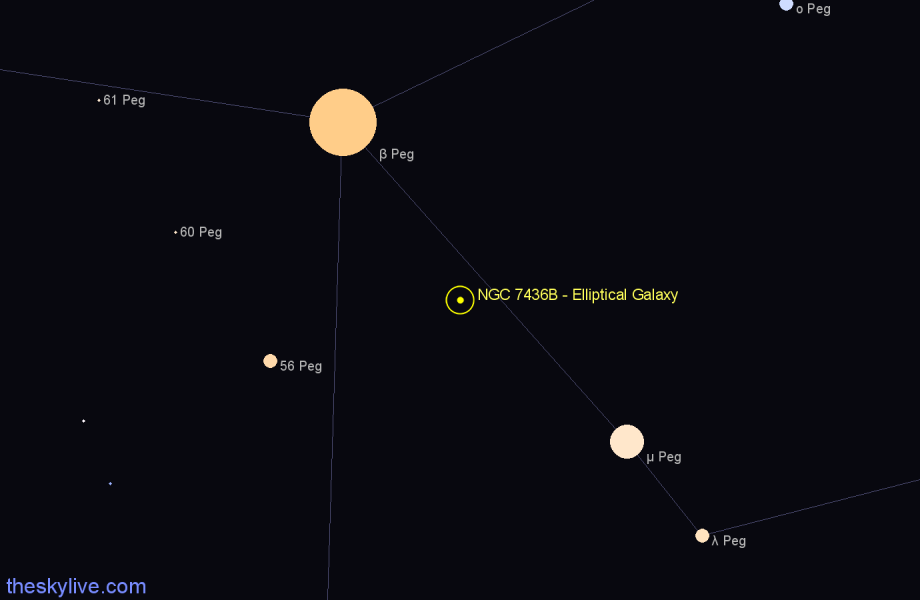 Finder chart NGC 7436B - Elliptical Galaxy in Pegasus star