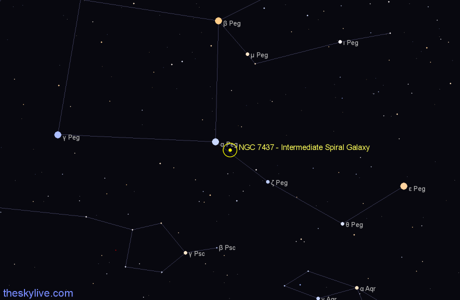 Finder chart NGC 7437 - Intermediate Spiral Galaxy in Pegasus star
