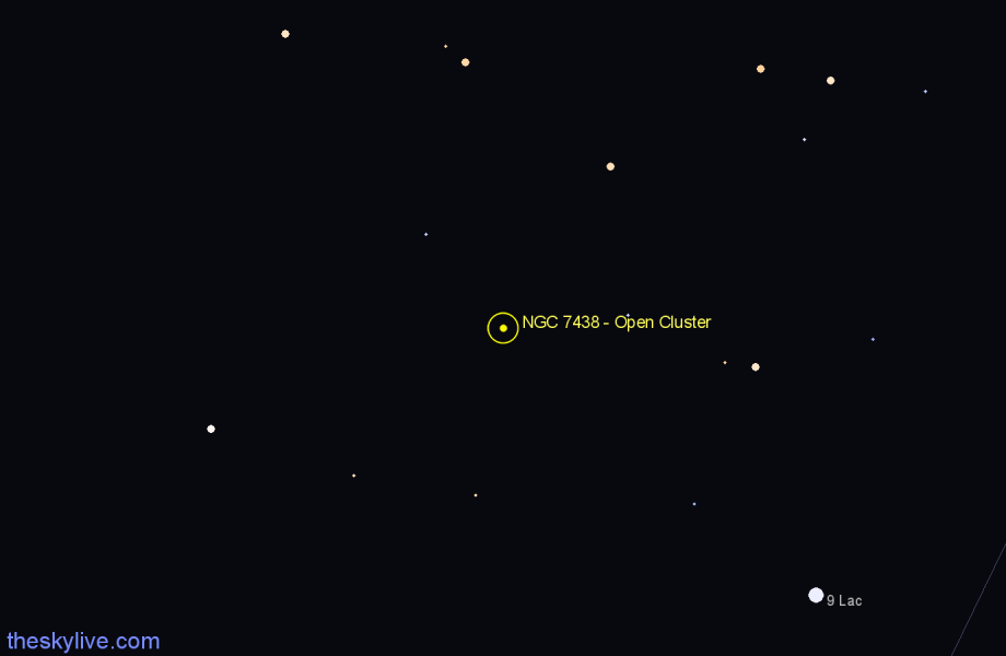 Finder chart NGC 7438 - Open Cluster in Cassiopeia star