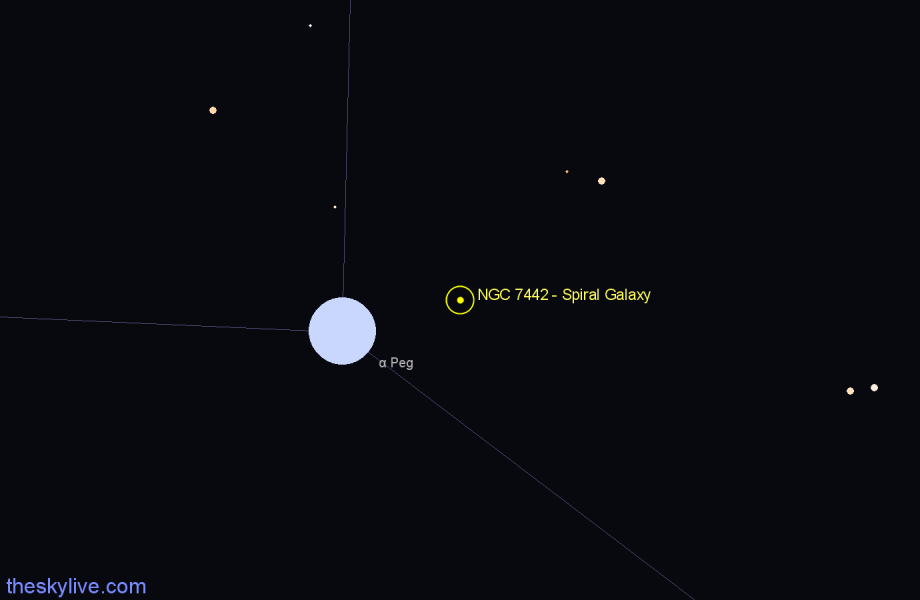 Finder chart NGC 7442 - Spiral Galaxy in Pegasus star