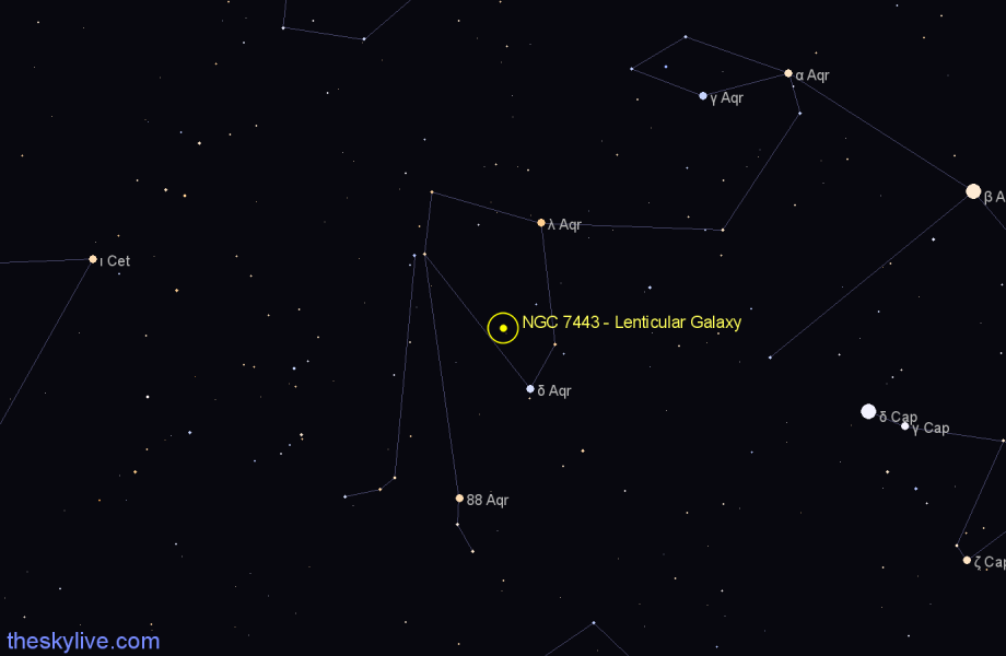 Finder chart NGC 7443 - Lenticular Galaxy in Aquarius star