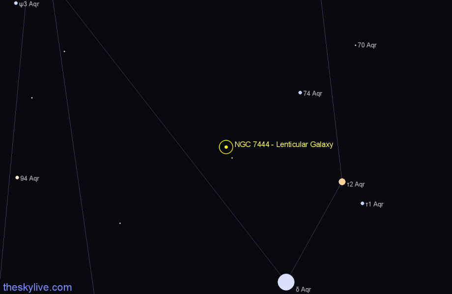 Finder chart NGC 7444 - Lenticular Galaxy in Aquarius star