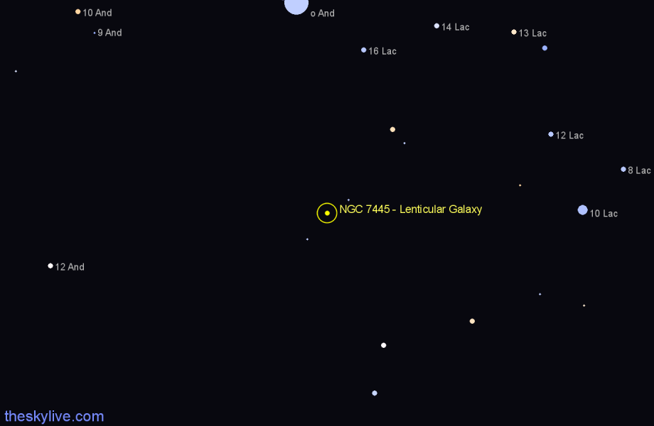 Finder chart NGC 7445 - Lenticular Galaxy in Andromeda star