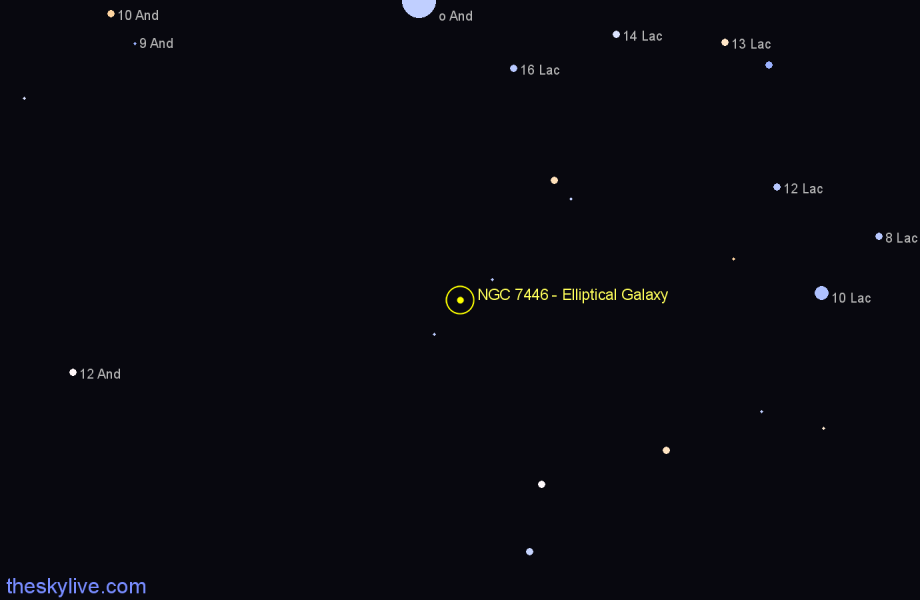 Finder chart NGC 7446 - Elliptical Galaxy in Andromeda star