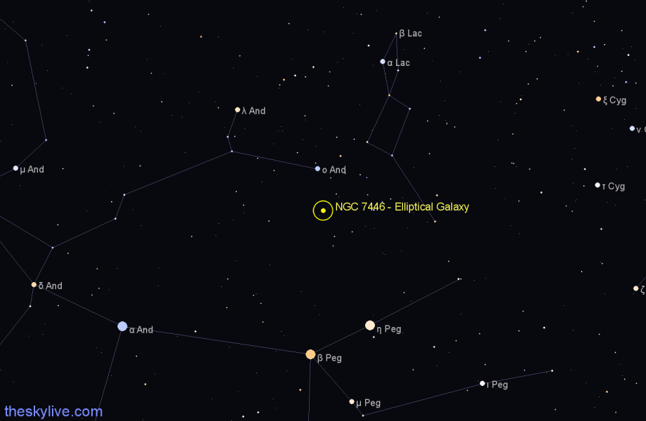 Finder chart NGC 7446 - Elliptical Galaxy in Andromeda star