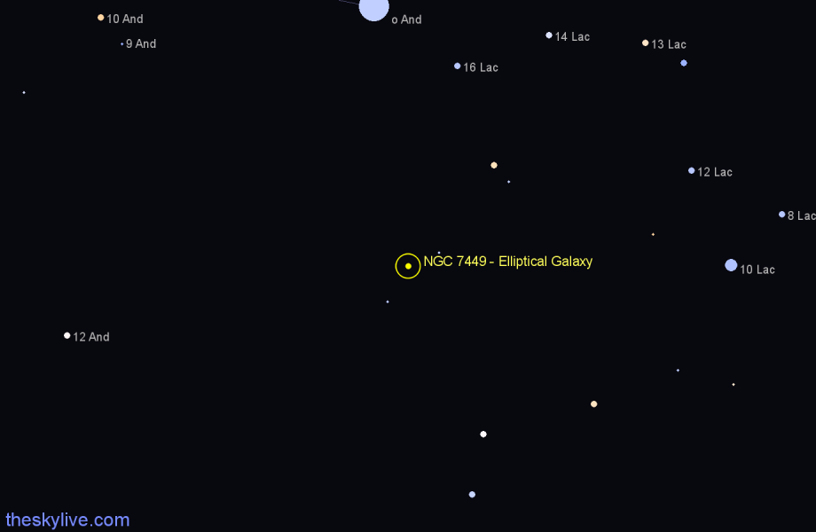 Finder chart NGC 7449 - Elliptical Galaxy in Andromeda star