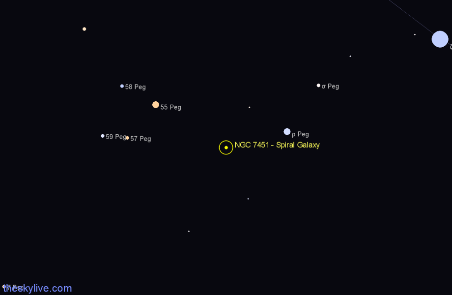 Finder chart NGC 7451 - Spiral Galaxy in Pegasus star