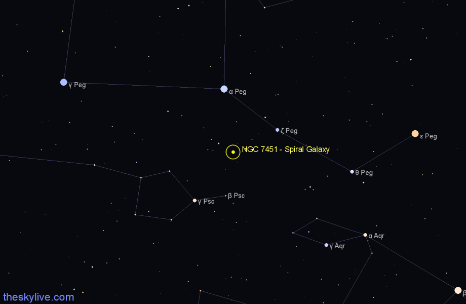 Finder chart NGC 7451 - Spiral Galaxy in Pegasus star