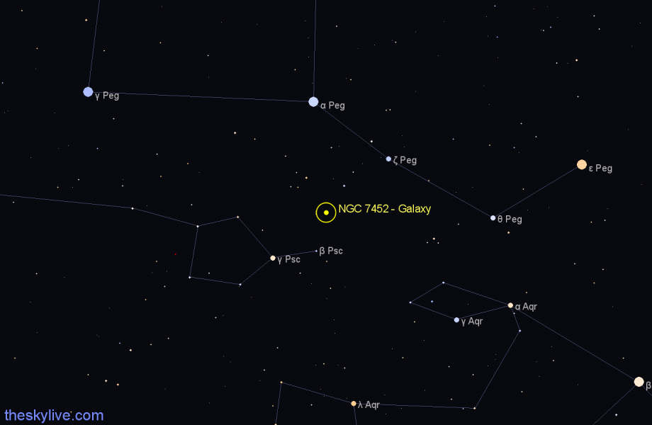 Finder chart NGC 7452 - Galaxy in Pisces star