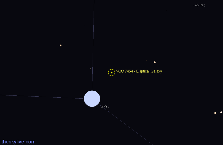 Finder chart NGC 7454 - Elliptical Galaxy in Pegasus star