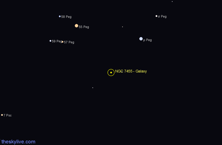 Finder chart NGC 7455 - Galaxy in Pisces star