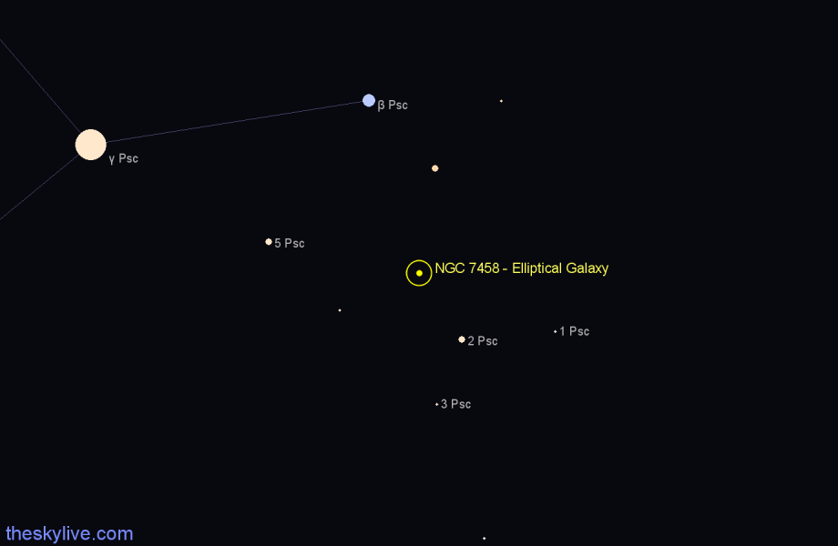 Finder chart NGC 7458 - Elliptical Galaxy in Pisces star