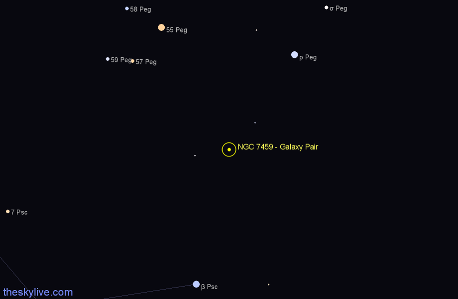 Finder chart NGC 7459 - Galaxy Pair in Pisces star