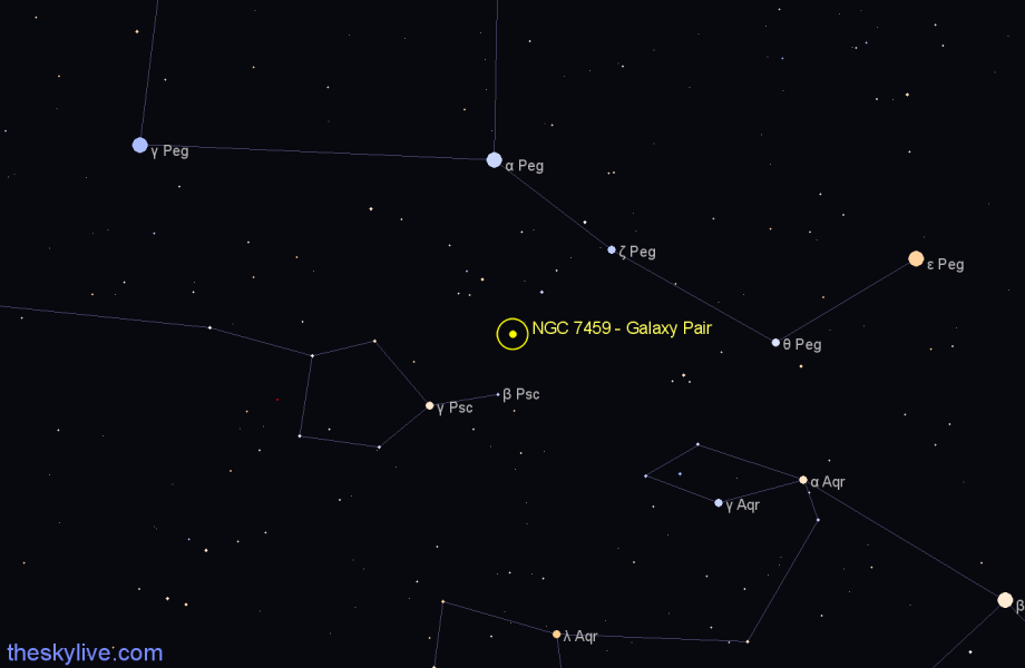 Finder chart NGC 7459 - Galaxy Pair in Pisces star