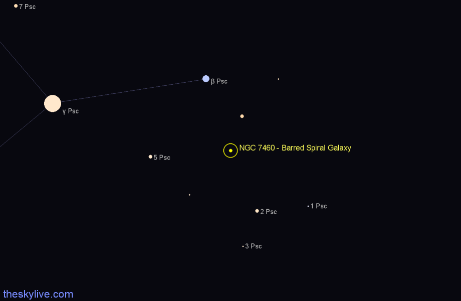 Finder chart NGC 7460 - Barred Spiral Galaxy in Pisces star