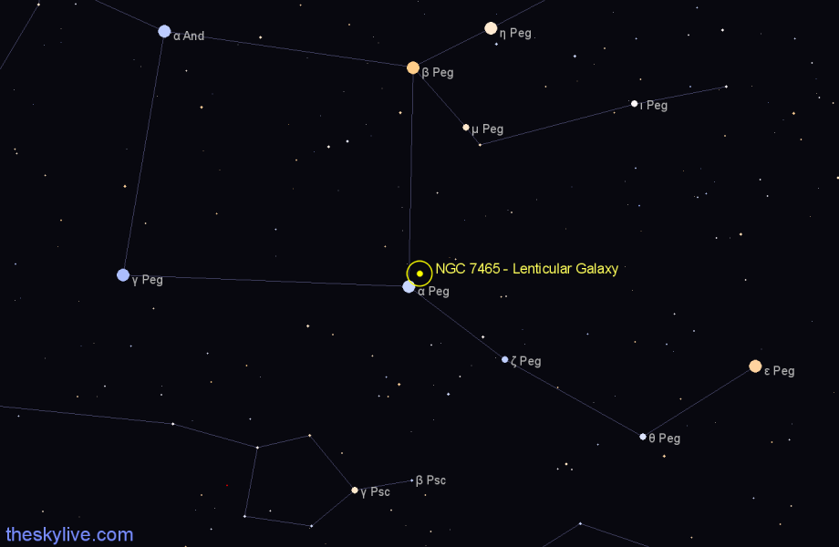 Finder chart NGC 7465 - Lenticular Galaxy in Pegasus star