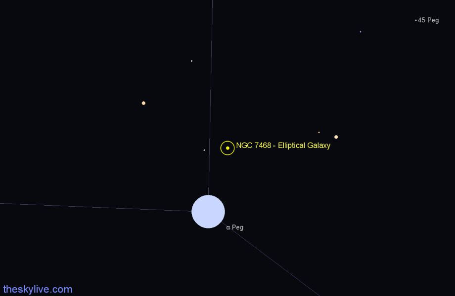 Finder chart NGC 7468 - Elliptical Galaxy in Pegasus star