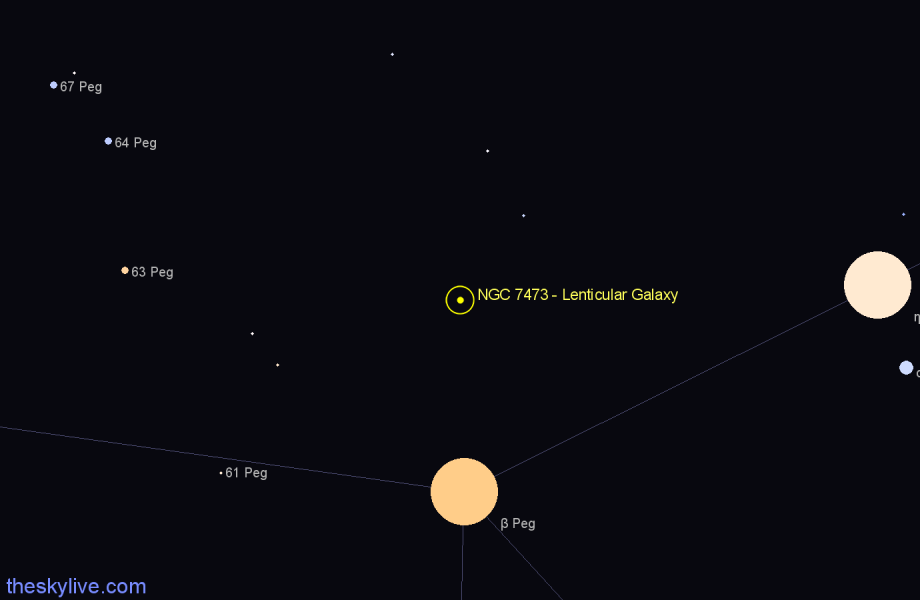 Finder chart NGC 7473 - Lenticular Galaxy in Pegasus star