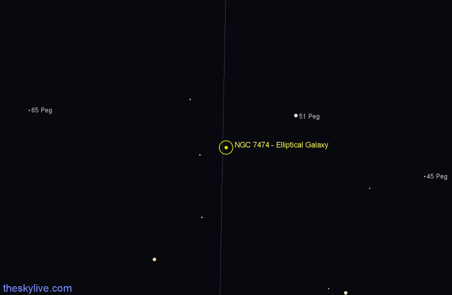 Finder chart NGC 7474 - Elliptical Galaxy in Pegasus star