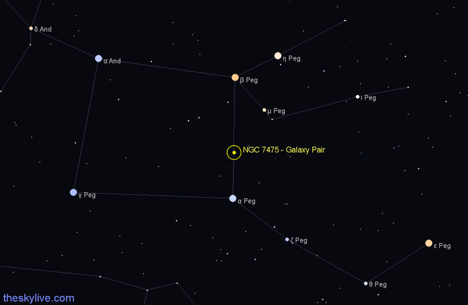 Finder chart NGC 7475 - Galaxy Pair in Pegasus star