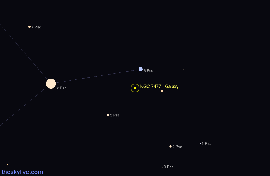 Finder chart NGC 7477 - Galaxy in Pisces star