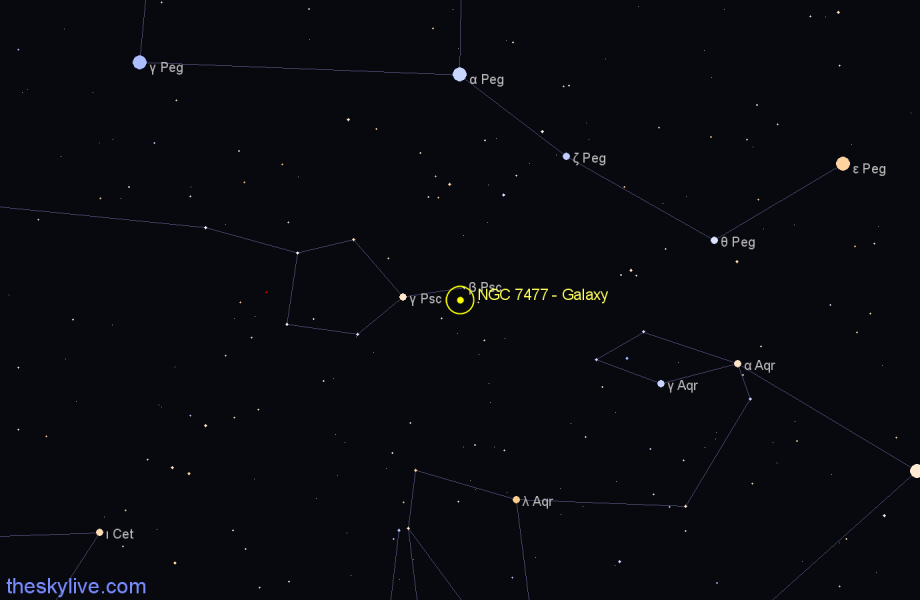 Finder chart NGC 7477 - Galaxy in Pisces star