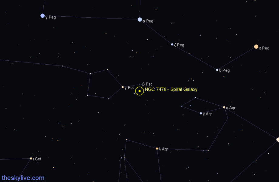 Finder chart NGC 7478 - Spiral Galaxy in Pisces star