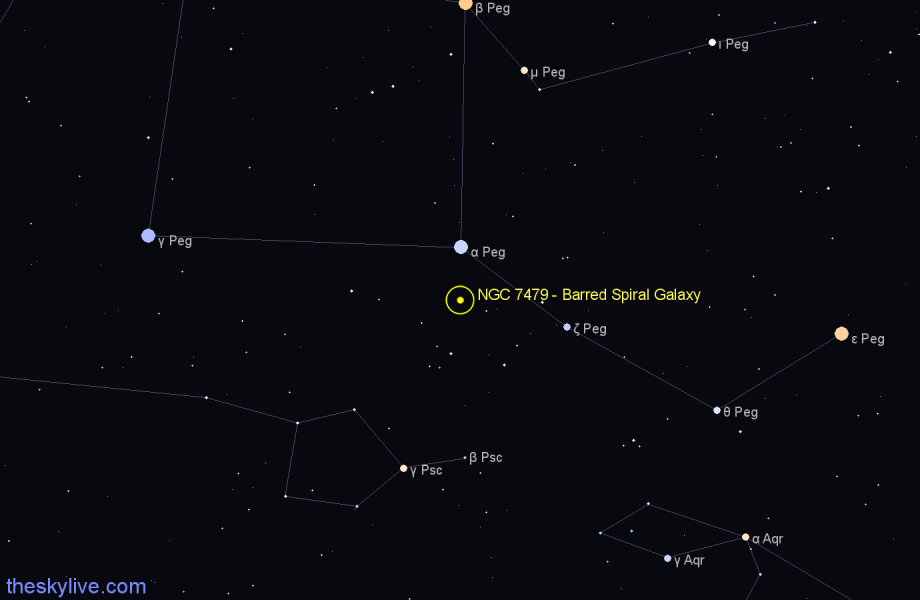 Finder chart NGC 7479 - Barred Spiral Galaxy in Pegasus star