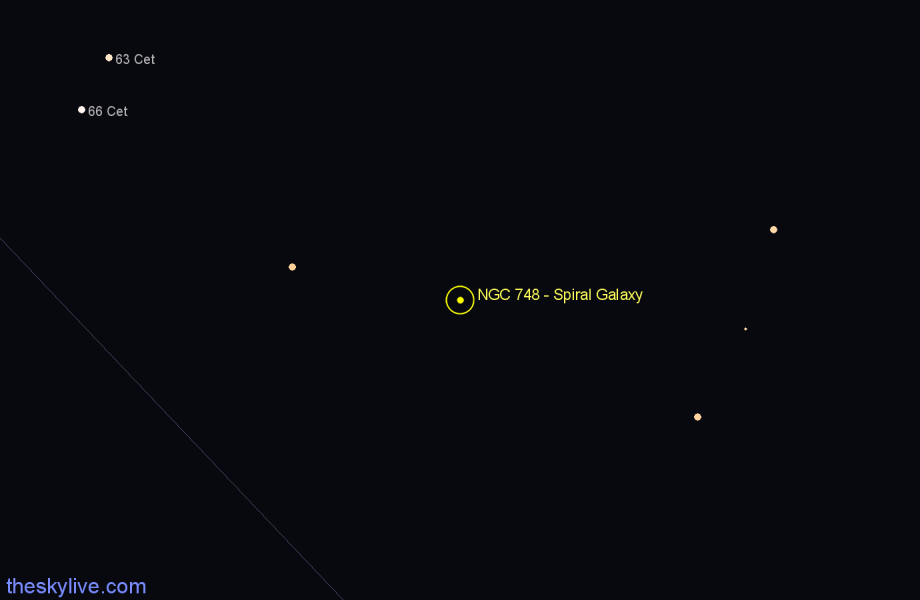 Finder chart NGC 748 - Spiral Galaxy in Cetus star