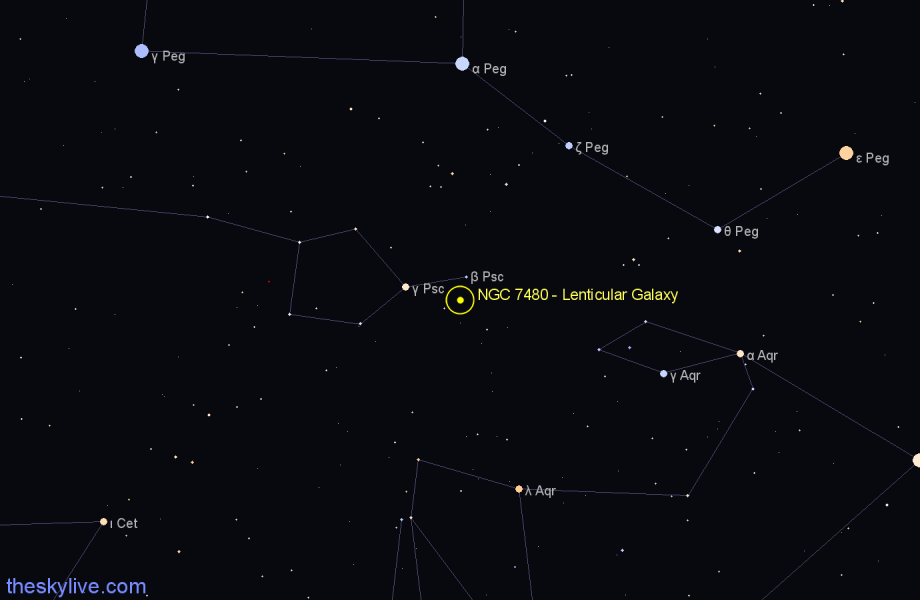 Finder chart NGC 7480 - Lenticular Galaxy in Pisces star