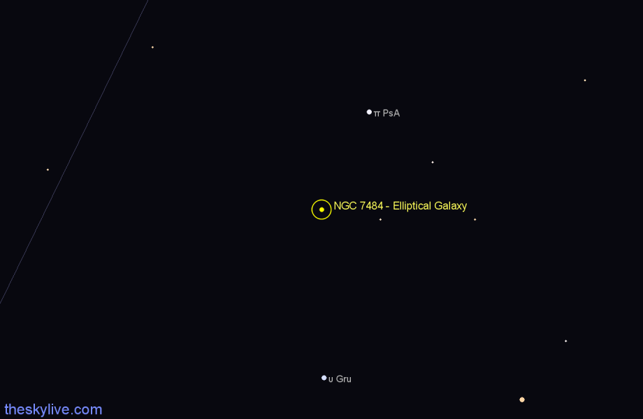 Finder chart NGC 7484 - Elliptical Galaxy in Sculptor star