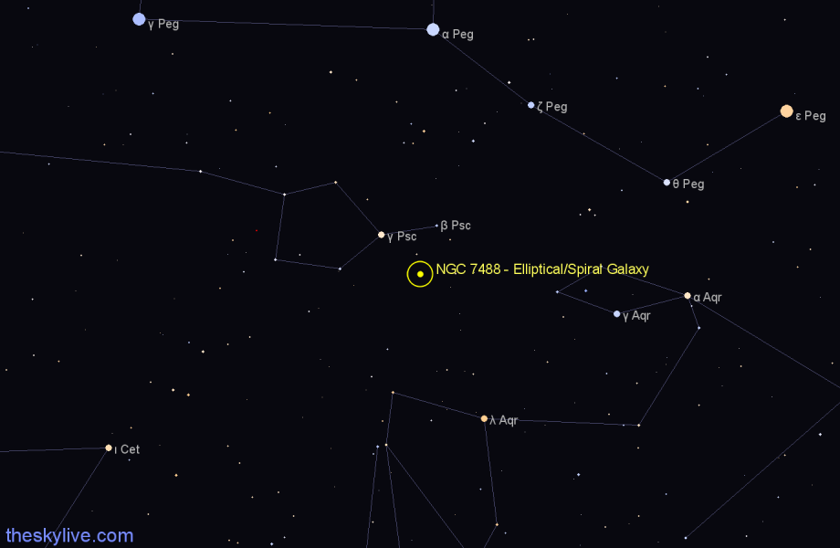 Finder chart NGC 7488 - Elliptical/Spiral Galaxy in Pisces star
