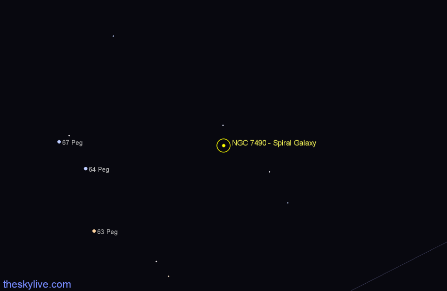 Finder chart NGC 7490 - Spiral Galaxy in Pegasus star