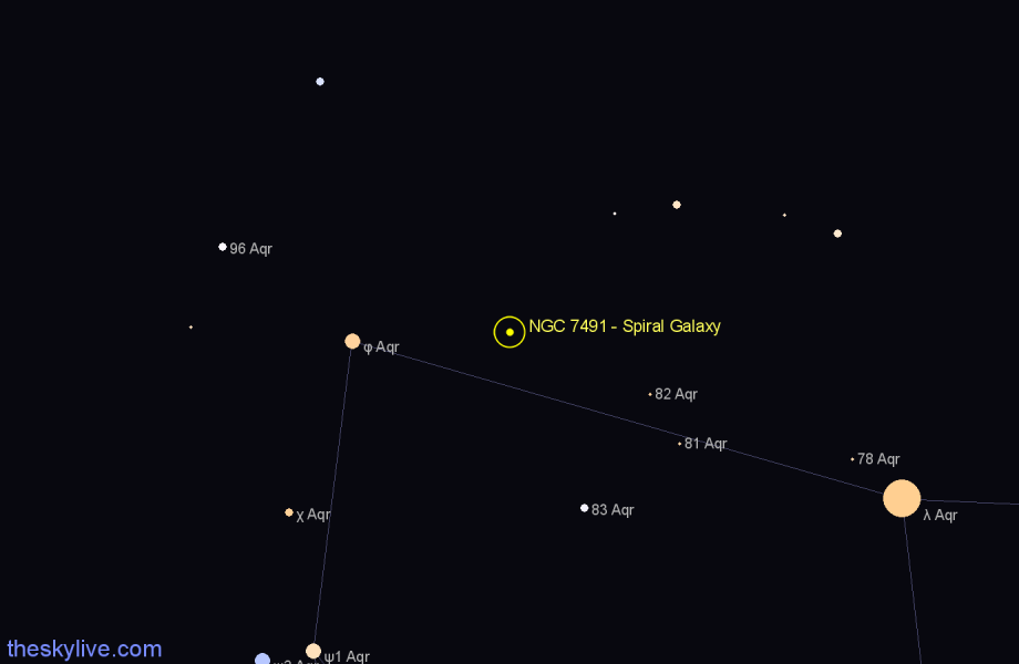 Finder chart NGC 7491 - Spiral Galaxy in Aquarius star