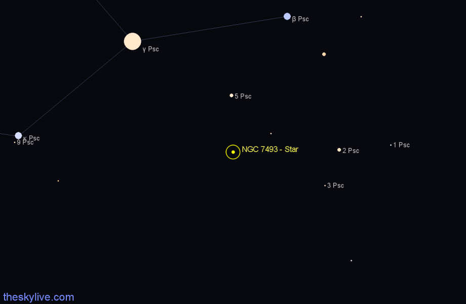 Finder chart NGC 7493 - Star in Pisces star