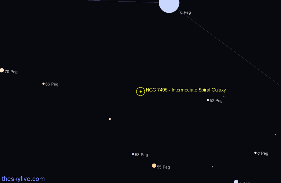 Finder chart NGC 7495 - Intermediate Spiral Galaxy in Pegasus star