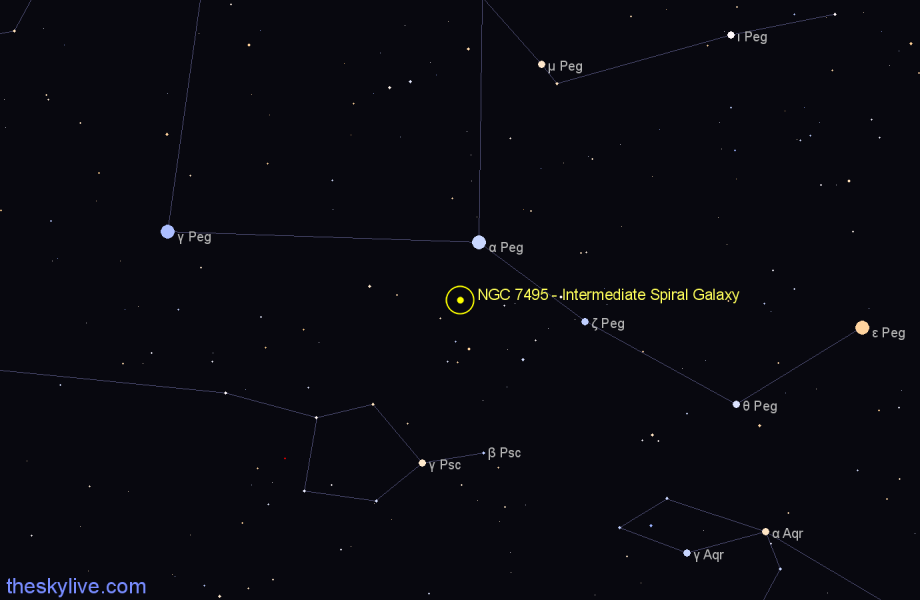 Finder chart NGC 7495 - Intermediate Spiral Galaxy in Pegasus star